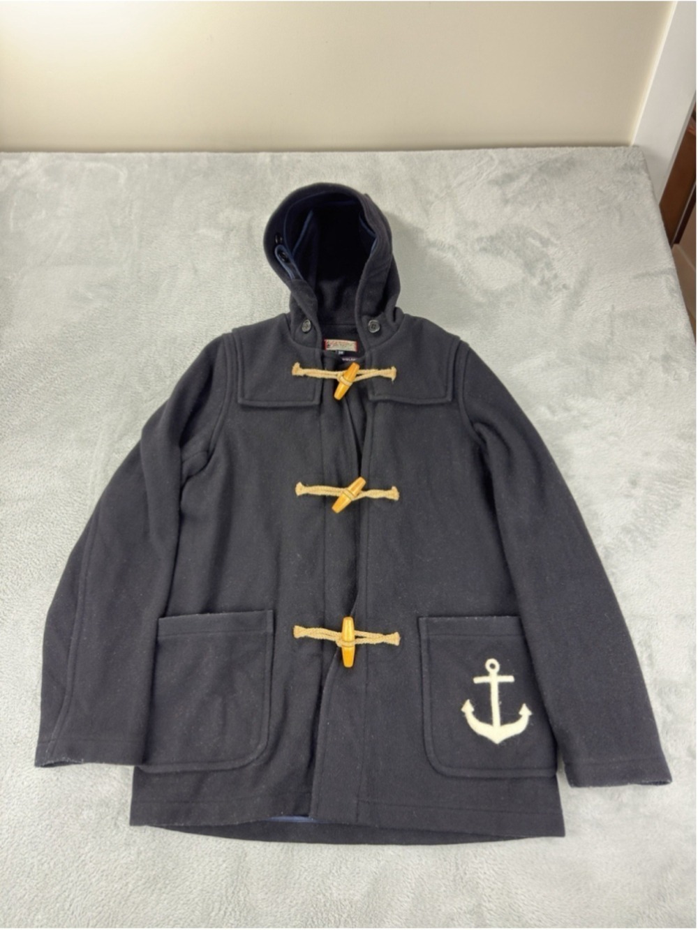 Left Field NYC Black Wool Duffle Coat Size 38 Made in England